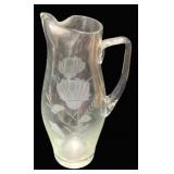 Etched Glass Pitcher - 13" Tall