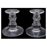 Pair Blown Crystal Candlestick holders 5"