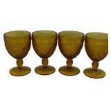 4 Indiana Tiara Amber Goblets - 5.5" Tall