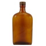 Vtg 1940s Amber Liquid Bottle 8.5"