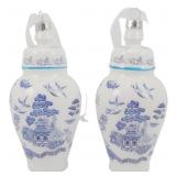 Pair Blown Glass Chinoiserie Jar Ornaments