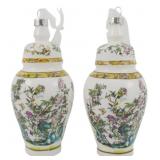 Pr Blown Glass Chinoiserie Jar Ornaments