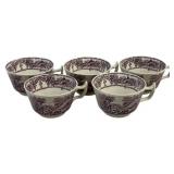 5 AJ Wilkerson Transferware Cups 2.5"