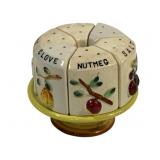 Vintage Ceramic 6 Spice Holder Stand