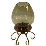 Vintage Brass & Copper Glass Candleholder