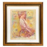 Framed Seriolithograph "Gathering Blossom" signed