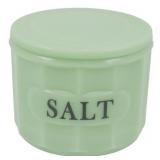 Jadeite Salt Container w/ Lid 4.5"x4.5"