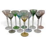 10 Vintage Multicolored Coupe Glasses