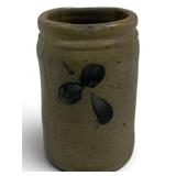 Blue Decorated Stoneware Crock - hairline crack