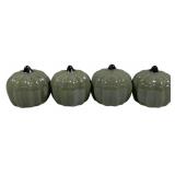 4 Ceramic Pumpkins - 3.5" Round