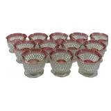 12 Indiana Diamond Point Ruby Candle Bowls