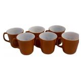 6 Vintage Pyrex Burnt Orange Coffee Mugs 3.5'