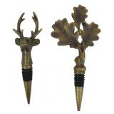 2 Brass Figural Wine Bottle Stoppers