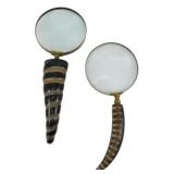 2 Horn Handle Magnifying Glasses 11"