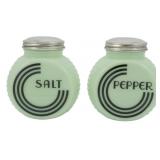 Pair Jadeite Salt and Pepper Shakers 4.5"