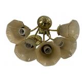 Brass Light Fixture w/ Glass Shades 16"x10"