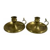 Pair Brass Finger Candleholders 8.5"x5"