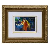 Framed Serigraph "Relaxing at the Cafe #6" signed