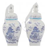 Pair Blown Glass Chinoiserie Jar Ornaments