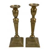 Pair Brass Candleholders 10.5"