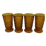 4 Amber Whitehall Tumblers 6"