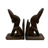 Pair Wood Bookends 10"x7"x3.5"
