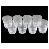 8 1960s Etched "Stardust" Rocks Glasses