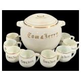 Tom & Jerry Porcelain Punch Bowl w/ 8 Cups