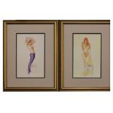 SET OF 2 PIN UP GIRLS BY ALBERTO VARGAS