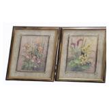 Pair Framed Floral Prints 37 x 32