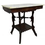 Victorian Walnut Marble Top Parlor Table