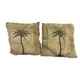 2 Throw Pillows w/ Palm Tree Design