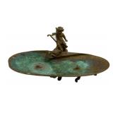 Brass Dish w/ Figural Cherub 11"x7"x5"