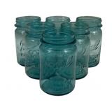 6 Blue Ball Mason Jars - 5.5" Tall