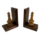 Pair of Chess Piece Bookends - 9 x 6.5 x 6