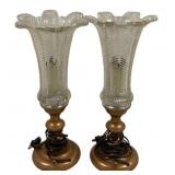 Pair Hurricane Lamps - 15" Tall