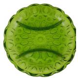 L.E. Smith Moon & Stars Green Relish Dish
