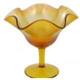 Vtg Marigold Carnival Glass Compote 5"x5"