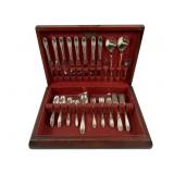37 Pc King Edward Flatware Set w/ Wooden Box