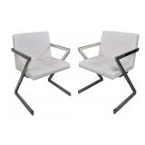 Pair Z Sculpture Chrome Arm Chairs