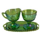 Glass Creamer, Sugar & Underplate - 5 x 9 x 6