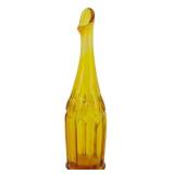 Vintage Amber Swung Glass Vase 10.5"