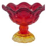 Vintage L.E. Smith Amberina Compote 5"x6"