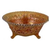 Carnival Glass Footed Bowl - 10.5" Round
