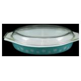 Vtg Pyrex Snowflake Divided Casserole Dish