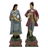 Pair Plaster Art Statues 13"