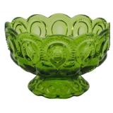 Vtg L.E. Smith Green Glass Moon & Stars Bowl