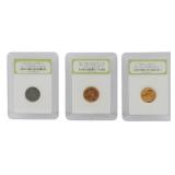 3 Cased Lincoln Cents 1943 1959 1958-P