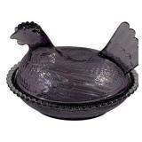 Purple Glass Hen on Nest - 7 x 5.25 x 5.5