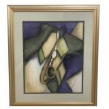 Framed Abstract Art of Musician - 55 x 46